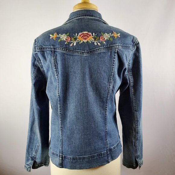 Kikit Jeans Embroidery & Sequins Denim Jacket Size L - Picture 2 of 13